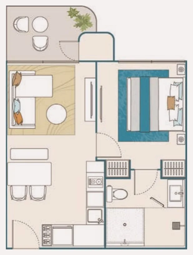 Layout of unit B6099 (type 1B-B) — PEYLAA Phuket