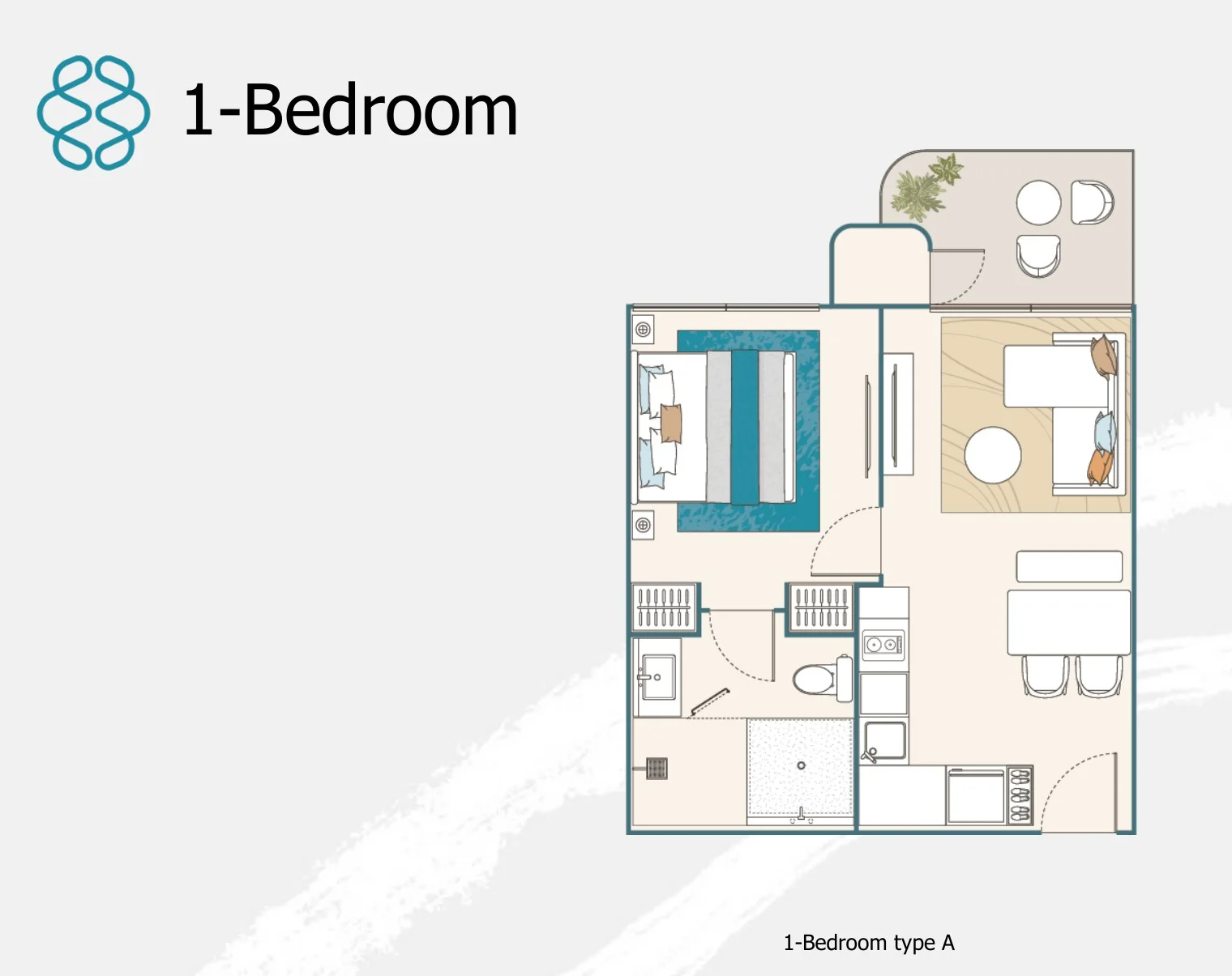Планировка 1 Bedroom 45,57 м² — PEYLAA Phuket
