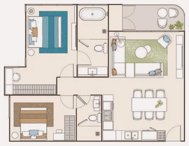 Layout of unit A2018 (type 2B-CA) — PEYLAA Phuket