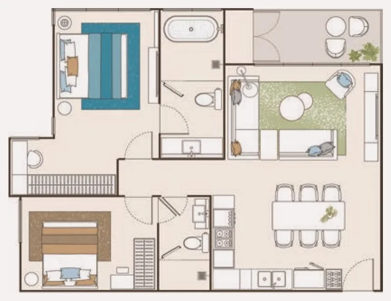 Layout of unit B4072 (type 2B-CC) — PEYLAA Phuket