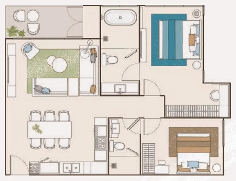 Layout of unit B7124 (type 2B-CD) — PEYLAA Phuket