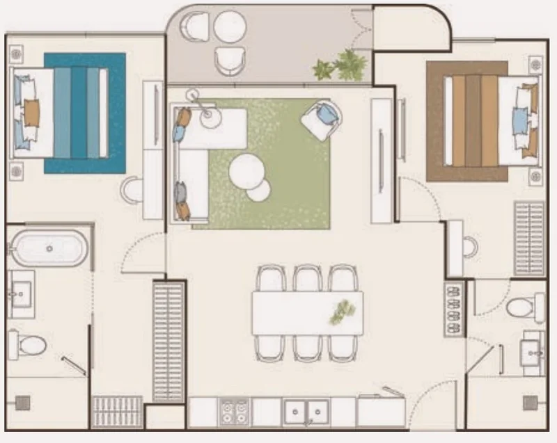 Layout of unit A1002 (type 2B-MA) — PEYLAA Phuket