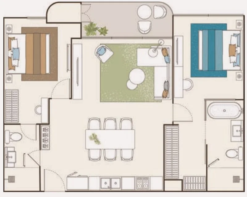 Layout of unit B1002 (type 2B-MB) — PEYLAA Phuket