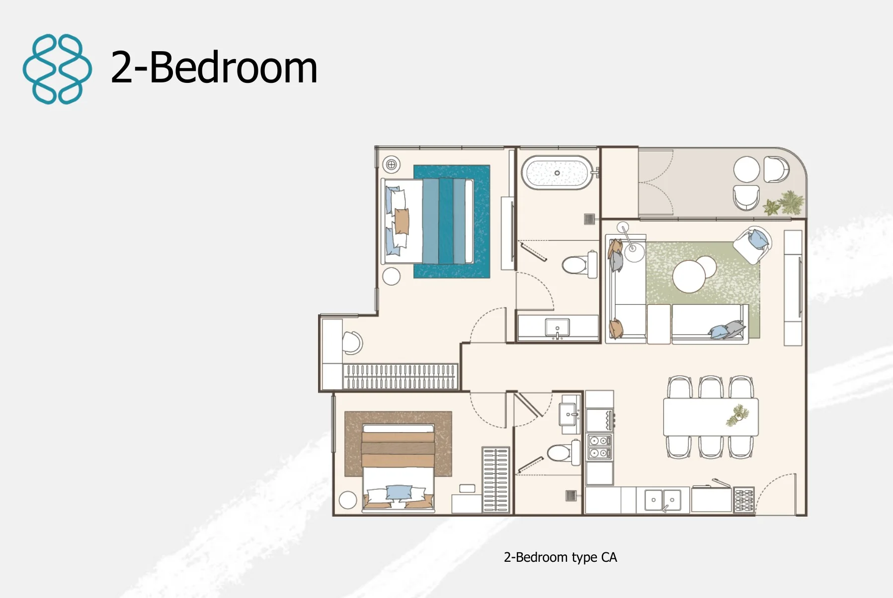 Планировка 2 Bedrooms 83–86 м² — PEYLAA Phuket
