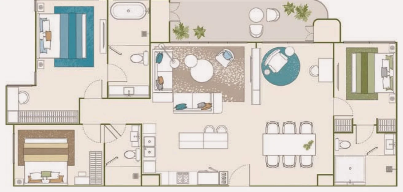 Планировка 3 Bedrooms 129 м² — PEYLAA Phuket